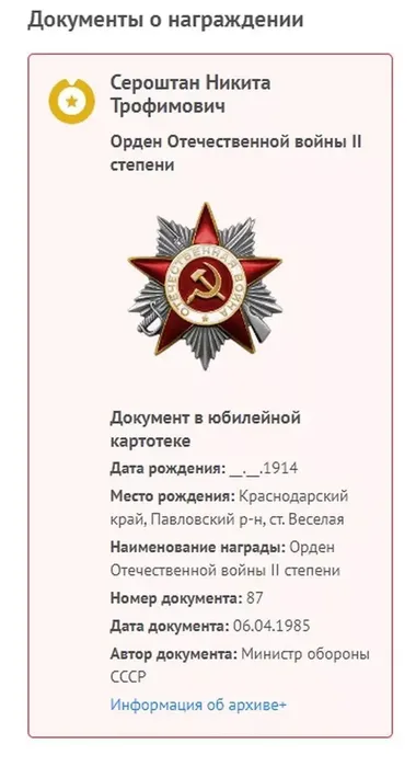 Сероштан Никита Трофимович